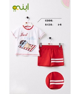 Summer paintings in a wonderful pajamas for boys - red